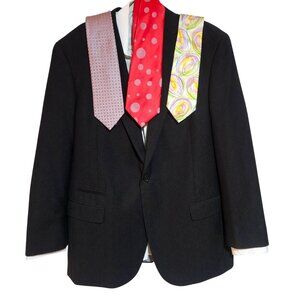 Italian Caravelli Men's Black Blazer 44R Ken Cole Shirt W/ 3 Ties Zegna J.Garcia